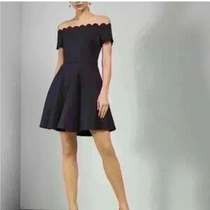 Ted Baker Fellama Bardot Dress Navy Blue